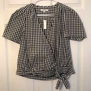 Madewell Plaid Tie Blouse